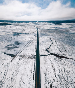 Birds eye view of the where the mountains meet the sky 