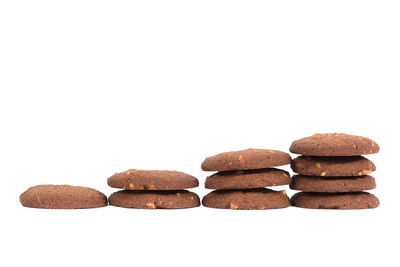 Stack of cookies against white background