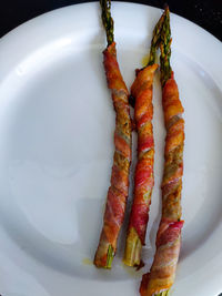 High angle view of food in plate