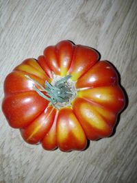 High angle view of tomato on table