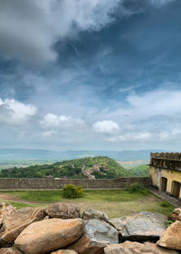 View of landscape against cloudy sky