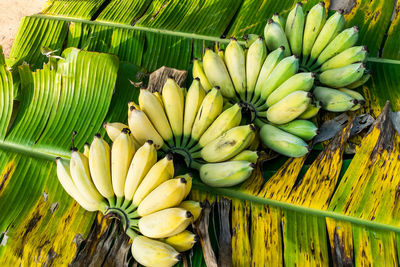 Full frame shot of banana and leaves in market