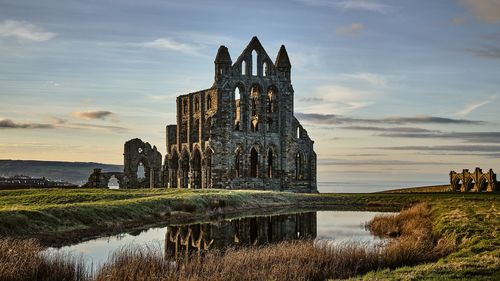 Scenic view of a ruin with reflection