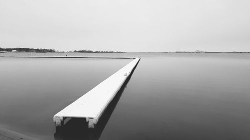 Close-up of lake against clear sky