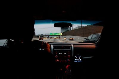 Road seen through car windshield