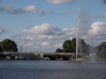 Bridge over river against sky