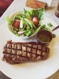 High angle view of food in plate