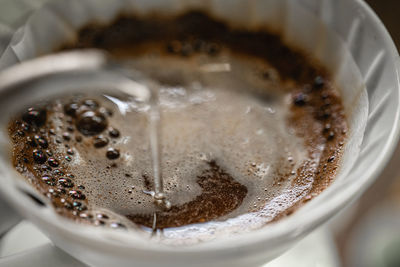 High angle view of coffee in cup