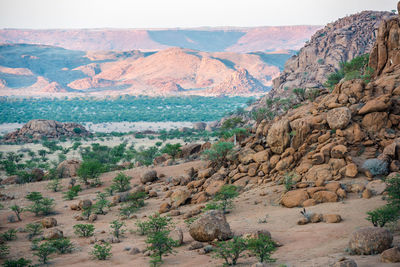 Scenic view of rocky mountains