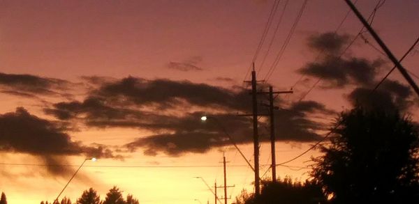 Low angle view of silhouette trees against sky during sunset