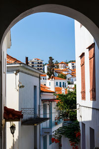 Street in the old town of skopelos, greece.