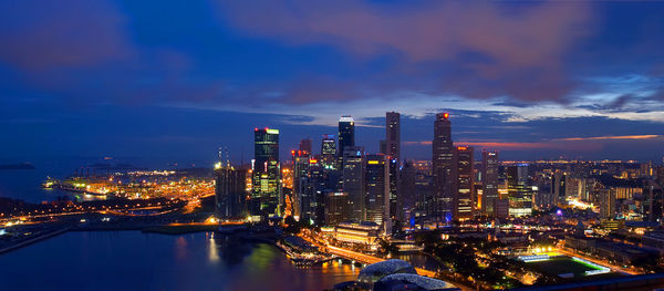 City lit up at night