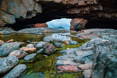 Surface level of rocks in water