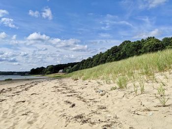 Scenic view of beach against sky