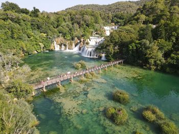 High angle view of bridge over river