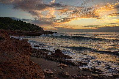 Scenic view of sea against sky during sunset