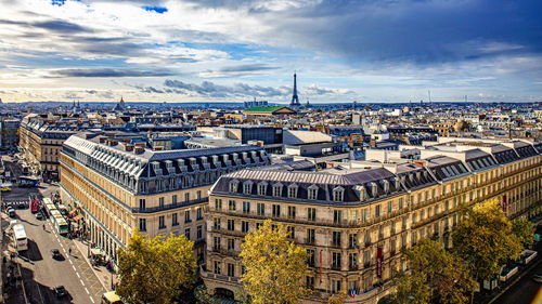 High angle view of cityscape against sky