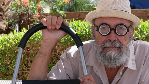 Senior retired man with shopping basket