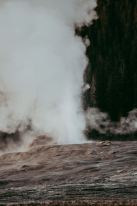 Scenic view of smoke at field