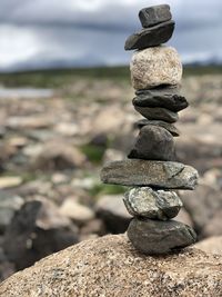 Stack of pebbles at beach