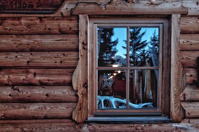 Reflection of trees on house window