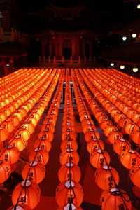 High angle view of illuminated lighting equipment