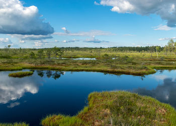 Scenic view of lake against sky