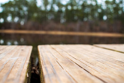 Surface level of wooden bench