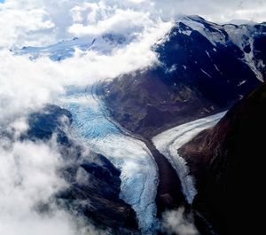 Aerial view of mountains against sky