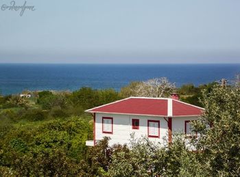 View of sea against blue sky