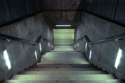 High angle view of empty subway station