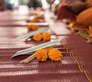 Close-up of food on table