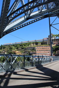 View of bridge in city against sky