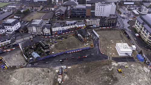 High angle view of city street