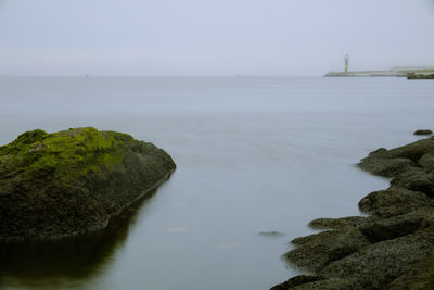 Scenic view of sea against clear sky