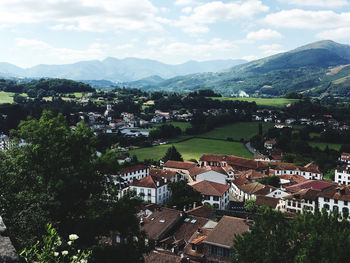 High angle view of townscape against sky