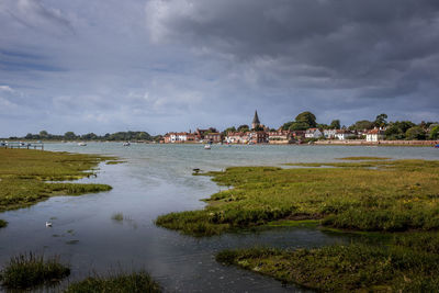 Scenic view of lake against sky