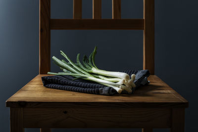 Vegetables on wooden chair