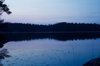 Scenic view of lake against sky at sunset