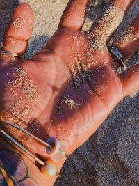 Low section of woman with hands