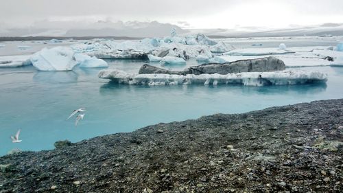 Scenic view of glaciers in jokulsarlon