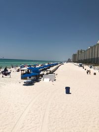 Panoramic view of beach against clear sky