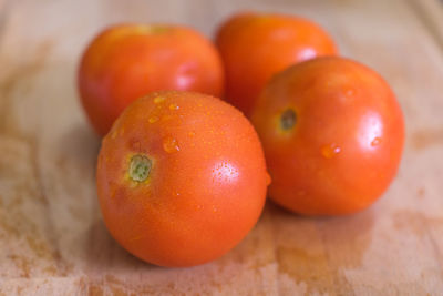Close-up of tomatoes on table