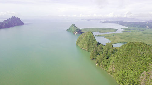 High angle view of sea against sky