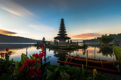 View of buildings at sunset