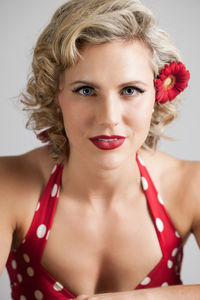 Close-up portrait of beautiful young woman