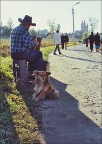 Dog looking at camera