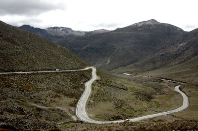 High angle view of mountain road against sky