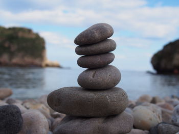 Stack of pebbles on beach