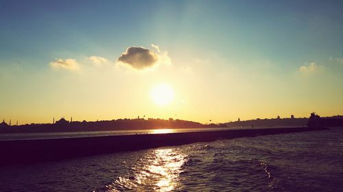 Scenic view of sea against sky during sunset